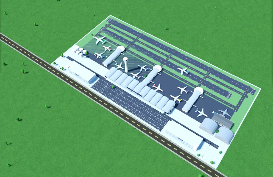 An international airport built beside a road
