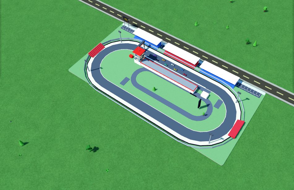 A race track with grandstands